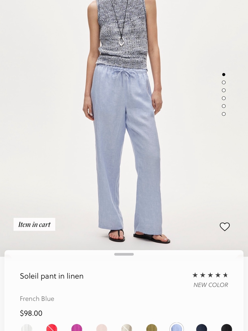 J. Crew Soleil Linen French blue Pants